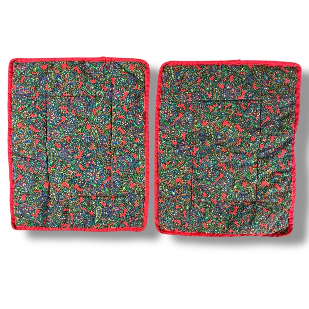 VTG Lands' End Coming Home Red & Green Paisley Placemats & Table Runner 6pc Set - Picture 6 of 15